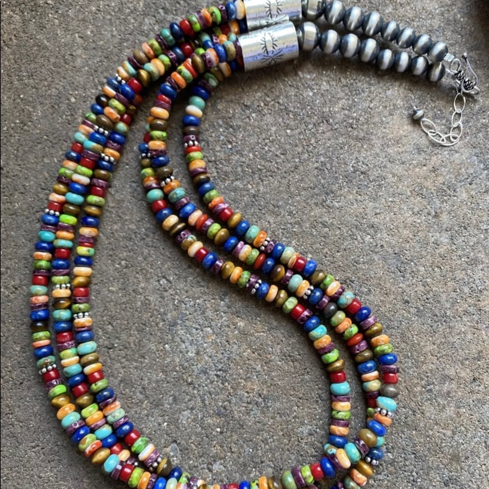 Sterlingsilver Multistrand Multistone Beadnecklace - image 2